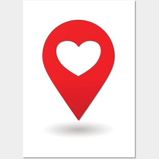 Heart Location Icon - light background Posters and Art